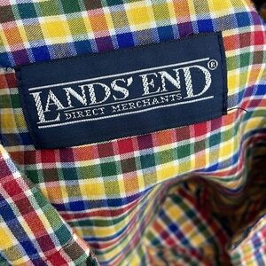 Lands’ End colorful yellow plaid button down